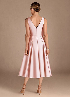 Azazie Fulton Mother of the Bride Dresses Blushing Pink A-Line Pleated Stretch Satin Dress image3