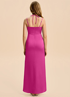 Azazie Nova Junior Fuchsia Sheath Pleated Stretch Satin Dress image2