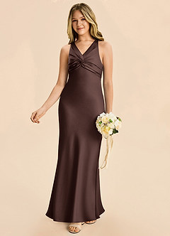 Azazie Hati Junior Ganache Mermaid Stretch Satin Dress image4