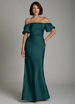 Azazie Lea Bridesmaid Dresses Pine Mermaid Off the Shoulder Stretch Satin Convertible Dress image8