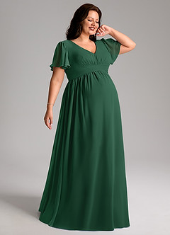 Azazie Verna Maternity Bridesmaid Dresses A-Line V-Neck Ruched Chiffon Floor-Length Dress image7