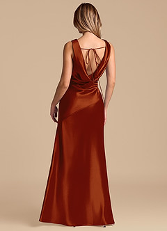 Azazie Rylina Robes de demoiselle d'honneur Robe Sirène en Satiné métallisé Auburn image6