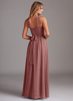 Azazie Dixie Bridesmaid Dresses Desert Rose A-Line Halter Pleated Chiffon Dress image2