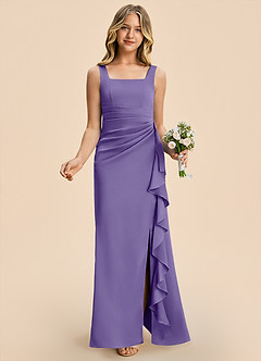 Azazie Adrienne Junior Tahiti Sheath Pleated Stretch Satin Dress image4