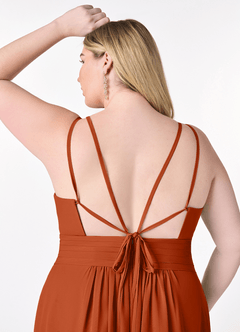 Azazie Farren Bridesmaid Dresses Burnt Orange A-Line Pleated Chiffon Convertible Dress image16