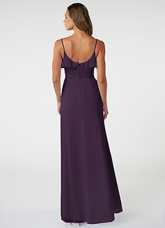 Azazie Natalia Bridesmaid Dresses Plum A-Line Chiffon Dress image2