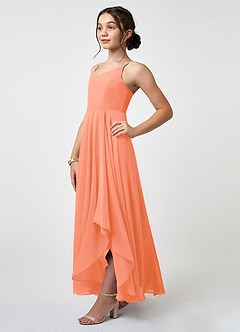 Azazie Collette Junior A-Linie Gestreift Chiffon Kleid Sonnenuntergang image3