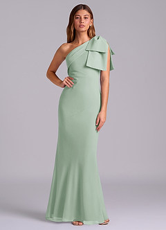 Azazie Yuanna Bridesmaid Dresses Agave Mermaid One Shoulder Chiffon Dress image1