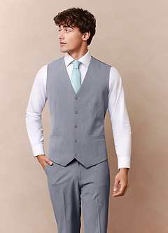 front Savile Grey Wool Blend Suit Vest