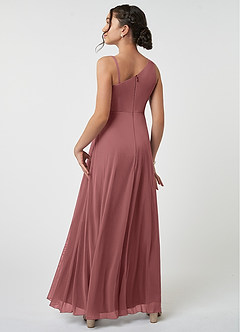 Azazie Brooke Junior Abito A-Line in Maglia Plissettato Rosa Del Deserto image4