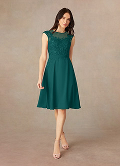 Azazie Klaus Mother of the Bride Dresses Peacock A-Line Scoop Sequins Chiffon Dress image3
