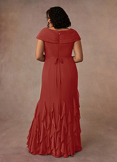 Azazie Bailora Abiti per la Madre della Sposa Abito Sirena in Chiffon Increspato Terracotta image8
