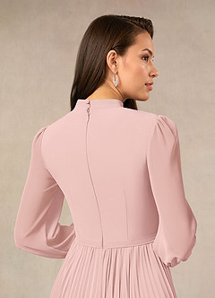 Azazie Adellah Mother of the Bride Dresses Powder Pink A-Line Pleated Chiffon Dress image4