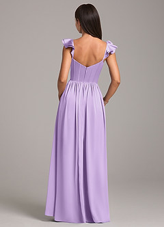 Azazie Denisse Bridesmaid Dresses Lilac A-Line Ruched Stretch Satin Dress image2