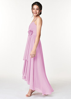 Azazie Catalina Junior A-Linie Gestreift Chiffon Kleid Bonbonrosa image5