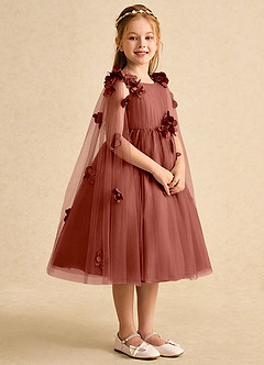 Azazie Staria vestidos de niña de las flores Vestido de Castaño de Tul de Princesa con Volante image8