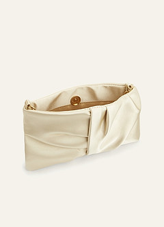 front Borsa a tracolla in raso plissettato