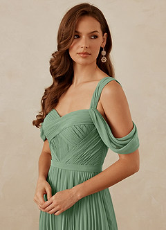 Christian Siriano Bridal for Azazie 1013 Brautjungfernkleider A-Linie Schulterfrei Chiffon Kleid Matcha image2
