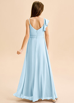 Azazie Kelsea Junior Abito A-Line in Chiffon Increspato Azzurro image2