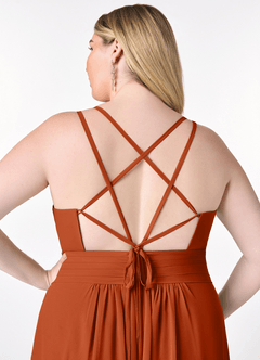 Azazie Farren Bridesmaid Dresses Burnt Orange A-Line Pleated Chiffon Convertible Dress image15