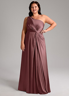 Azazie Brooke Bridesmaid Dresses Vintage Mauve A-Line One Shoulder Stretch Satin Dress image12