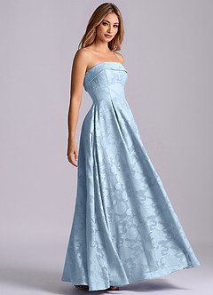 Azazie Lucienne Jurken voor bruidsmeisjes Jurk van Bloemen Burn-out met A-Lijn Strapless Hemelsblauw image1