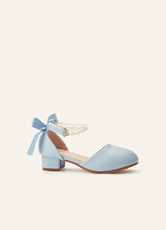 Satin Bow Pearl Strap Girl's Block Heels for Little & Big Kids