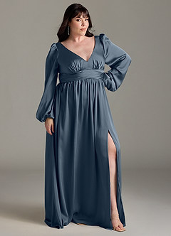 Azazie Norah Bridesmaid Dresses Twilight A-Line Stretch Satin Dress image9