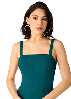 Azazie Gianetta Final Sale Peacock Mermaid Side Slit Stretch Crepe Dress image4