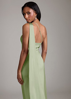 Azazie Galinda Suknie dla druhen Syrena Jedno ramię Satyna elastyczna Do ziemi Sukienka image2