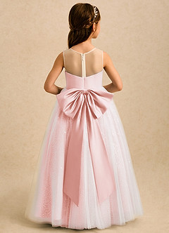 Azazie Addison Blumenmädchenkleider Ballkleid Pailletten Tüll Kleid Zartrosa image2