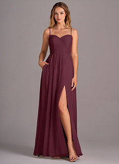 Azazie Joni Bridesmaid Dresses Cabernet A-Line Strapless Chiffon Convertible Dress image4