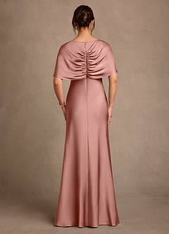 Azazie Dosia Mother of the Bride Dresses Rosette Sheath Pleated Stretch Satin Dress image3