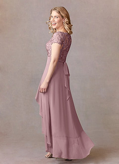 Azazie Mamie Mother of the Bride Dresses Dusty Rose A-Line Lace Chiffon Dress image3