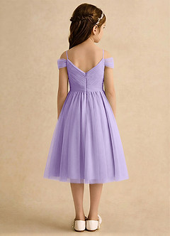 Azazie Lila Girls Formal Robe Demoiselle D'honneur Fillette Robe Trapèze en Tulle Épaule décolletée Lilas image2