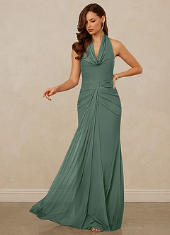 Christian Siriano Bridal for Azazie 1018 Bridesmaid Dresses Eucalyptus Sheath Pleated Mesh Dress image3