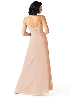 Azazie Aubrielle Venta Final Vestido de Rosa Inglesa de Gasa de Corte en A con Plisado image2