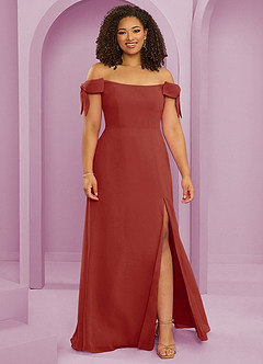 Barbie ♥ Azazie Bridesmaid Dresses Terracotta A-Line Off the Shoulder Chiffon Convertible Dress image7