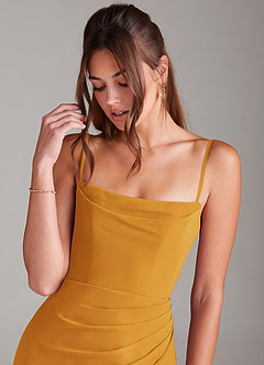 Azazie Leonis Bridesmaid Dresses Butterscotch Mermaid Strapless Chiffon Convertible Dress image2