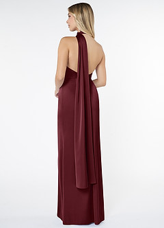 Azazie Kaylani Brudtärnklänningar Klänning av Sjöjungfru i Stretch Satin Hög hals Cabernet image2