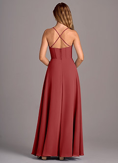 Azazie Carolyn Bridesmaid Dresses Rust A-Line Pleated Chiffon Dress image6