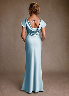 Azazie Shelby Abiti per la Madre della Sposa Abito Sirena in Raso Elasticizzato Plissettato Azzurro image2