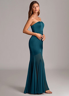 Azazie Uma Bridesmaid Dresses Ink Blue Mermaid Strapless Chiffon Convertible Dress image4