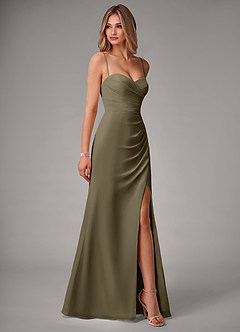 Azazie Haisley Abiti da Damigella Abito Convertibile Tubino in Chiffon a Spalla Scoperta Willow Green image6