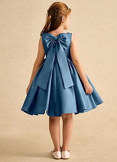 Azazie Jessie Flower Girl Dresses Bermuda A-Line Bow Matte Satin Dress image1