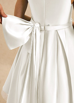 Azazie Josie Flower Girl Dresses Ivory A-Line Pleated Matte Satin Dress image6