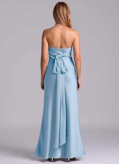 Azazie Ailanie Brudtärnklänningar Klä av Tubklänning i Stretch Satin Axelbandslös Puderblå image7