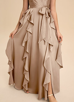 Azazie Peyton Junior Klä av A-Line i Stretch Satin Plisserad image6