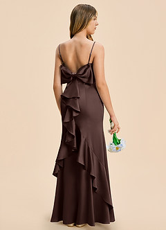 Azazie Lioren Junior Ganache Sheath Bow Stretch Satin Dress image1