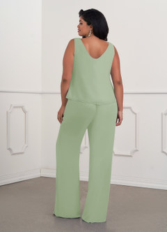 Azazie Maura vestidos de madre de la novia Vestido de Salvia Polvorienta de Gasa de Mono/Traje de pantalón con Lentejuela image6
